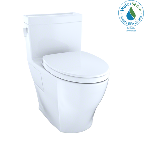 TOTO® Legato WASHLET+ One-Piece Elongated 1.28 GPF Universal Height Skirted Toilet with CEFIONTECT, Cotton White - MS624124CEFG#01