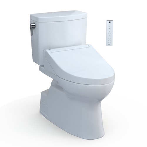 TOTO® WASHLET+® Vespin® II 1G® Two-Piece Elongated 1.0 GPF Toilet and WASHLET+® C5 Bidet Seat, Cotton White - MW4743084CUFG#01