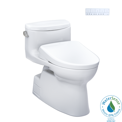 TOTO® WASHLET®+ Carolina® II One-Piece Elongated 1.28 GPF Toilet and WASHLET®+ S7 Contemporary Bidet Seat, Cotton White - MW6444726CEFG#01