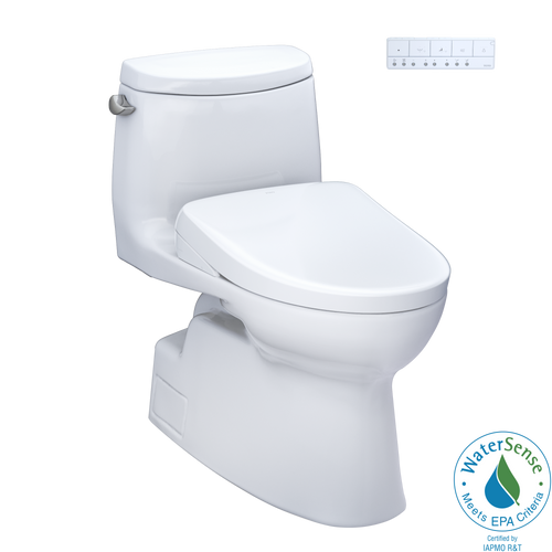 TOTO® WASHLET®+ Carlyle® II One-Piece Elongated 1.28 GPF Toilet and WASHLET®+ S7A Contemporary Bidet Seat, Cotton White - MW6144736CEFG#01