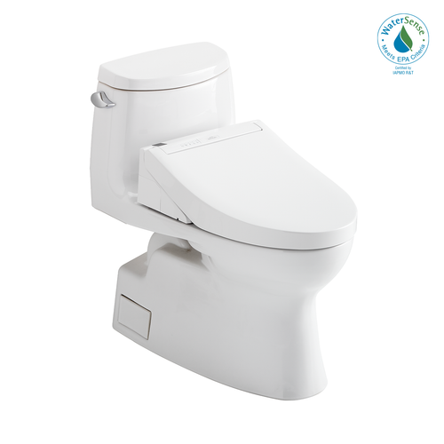 TOTO® WASHLET+® Carlyle® II 1G® One-Piece Elongated 1.0 GPF Toilet and WASHLET+® C5 Bidet Seat, Cotton White - MW6143084CUFG#01