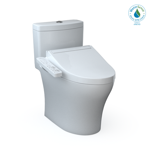 TOTO® WASHLET®+ Aquia® IV One-Piece Elongated Dual Flush 1.28 and 0.9 GPF Toilet and WASHLET C2 Bidet Seat, Cotton White - MW6463074CEMFGN#01