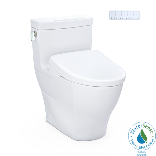 TOTO® WASHLET®+ Legato One-Piece Elongated 1.28 GPF Toilet and Contemporary WASHLET S7A Contemporary Bidet Seat, Cotton White - MW6244736CEFG#01