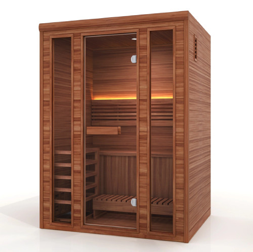 Golden Designs GDI-7030-01 Golden Designs 2025 "Andermatt Edition" 2 - 3 Person Traditional Steam Sauna (GDI-7030-01) - Pacific Premium Clear Cedar