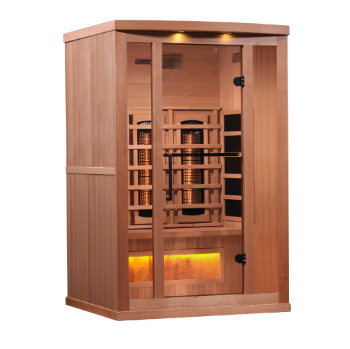 Golden Designs GDI-8020-02 Golden Designs 2-Person Full Spectrum PureTech Near Zero EMF FAR Infrared Sauna with Himalayan Salt Bar (Canadian Hemlock)