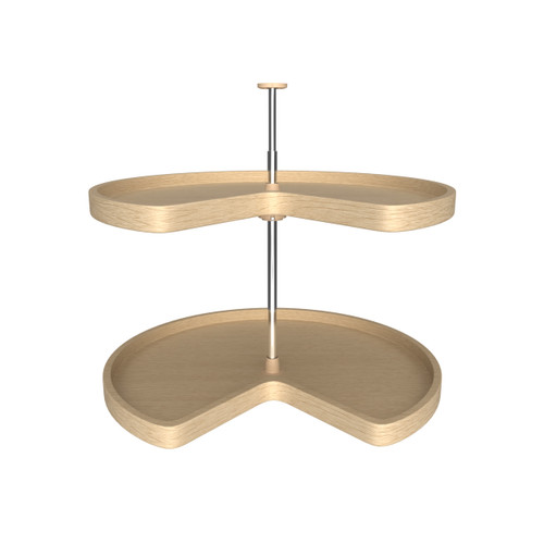 Rev-A-Shelf Banded Wood Kidney-Shaped 2-Shelf Lazy Susan Shelf for Corner Base Cabinets - LD-4BW-472-28-1