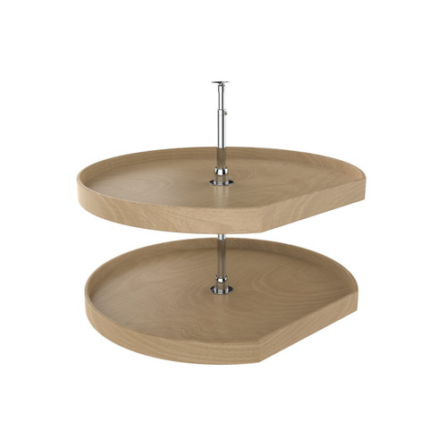 Rev-A-Shelf Natural Wood D-Shaped 2-Shelf Lazy Susans for Corner Base Cabinets - LD-4NW-272-32-1