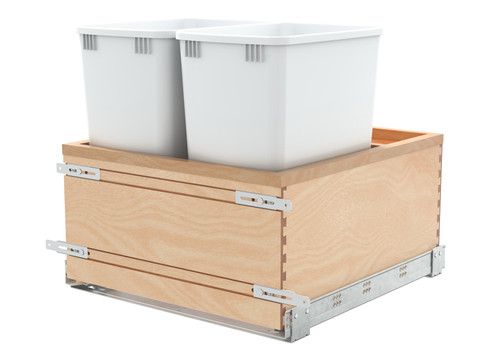 Rev-A-Shelf Wood Bottom Mount Pullout Waste/Trash Container w/ Soft-Close - 4VLWCSC-2432DM-2
