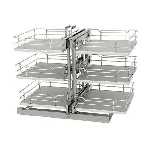 Rev-A-Shelf Gray Three-Tier Elite Optimizer w/ Soft-Close for 18" Blind Corner Cabinet Openings - 53PSPE3-18SC-GR