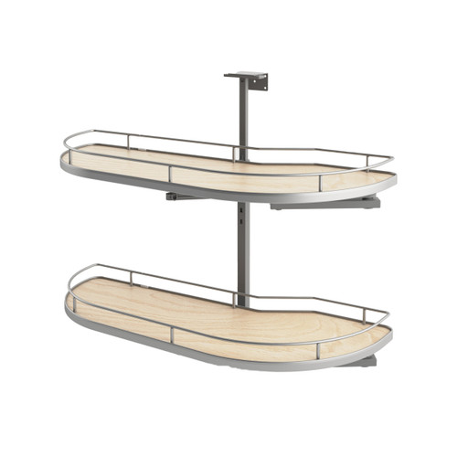 Rev-A-Shelf Maple Two-Tier Girasolo w/ Soft Close and Chrome Accents for 15" Left Opening/Blind Right Corner cabinets - 587-15-LMP