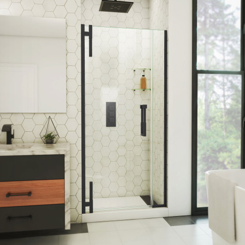 Dreamline SDAD325720VXX09 Ascend 32 1/2 - 33 1/2 inch W x 72 inch H Frameless Pivot Shower Door in Matte Black Dreamline SDAD325720VXX09 Ascend 32 1/2 - 33 1/2 inch W x 72 inch H Frameless Pivot Shower Door in Matte Black