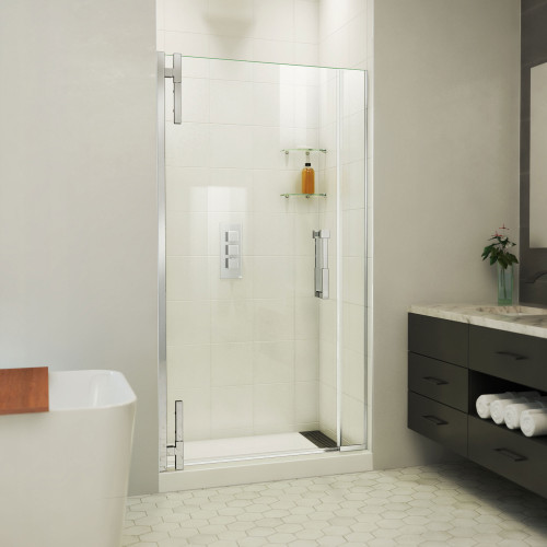 Dreamline SDAD38W720VXX01 Ascend 38 - 39 inch W x 72 inch H Frameless Pivot Shower Door in Chrome Dreamline SDAD38W720VXX01 Ascend 38 - 39 inch W x 72 inch H Frameless Pivot Shower Door in Chrome
