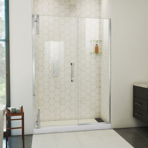 Dreamline SDAD52W720VXX01 Ascend 52 - 53 inch W x 72 inch H Frameless Pivot Shower Door in Chrome