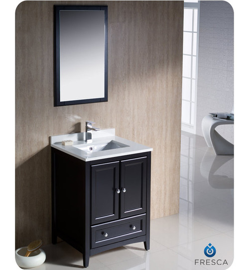 Fresca FVN2024ES 24" Espresso Traditional Bathroom Vanity Cabinet w/ Mirror