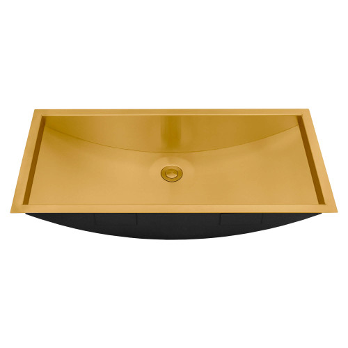 Ruvati 34 x 14 inch Brushed Gold Polished Brass Rectangular Bathroom Sink Undermount - RVH6134GG