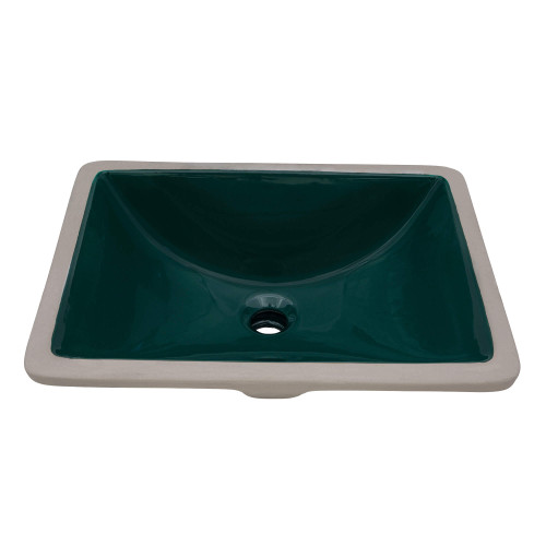 Ruvati 17 x 12 inch Undermount Bathroom Vanity Sink Emerald Green Rectangular Porcelain Ceramic with Overflow - RVB0718EG