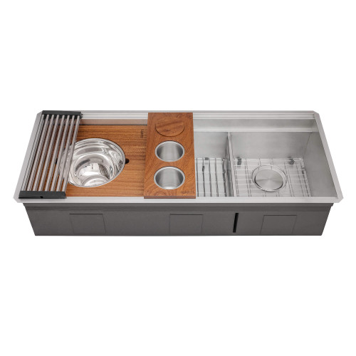 Ruvati 45-inch Double Bowl Workstation Two-Tiered Ledge Kitchen Sink Undermount 16 Gauge Stainless Steel - RVH8253