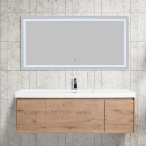 Blossom V8035 60 29 S A Bern 60" Wall Hung Single Vanity with Acrylic Sink - Classic Oak