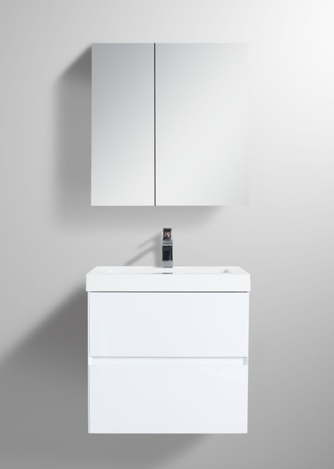 Blossom Assisi 24" Wall Hung Vanity With Acrylic Sink - Glossy White - V8036 24 01 A