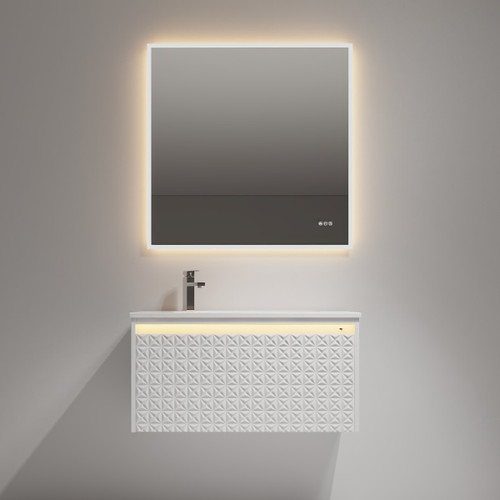 Blossom Thun 36" Wall Hung Vanity With Teardrop-Shaped Basin Sink - LED Illuminated - Glossy White - V8041 36 01 A