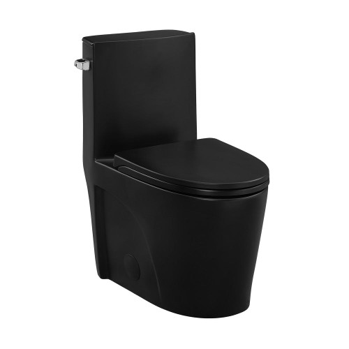 Swiss Madison SM-1T253MB St. Tropez One-Piece Elongated Toilet Left Side Vortex Flush Handle - Matte Black 1.28 gpf
