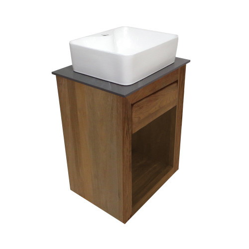 Swiss Madison SM-BV369WNSL Rennes 24" Reclaimed Wood Vanity - Walnut with Slate Countertop and Single Hole Vessel Sink Swiss Madison SM-BV369WNSL Rennes 24" Reclaimed Wood Vanity - Walnut with Slate Countertop and Single Hole Vessel Sink