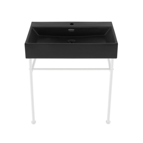 Swiss Madison SM-CS792 Claire 30 Ceramic Console Sink - Matte Black Basin Sink Matte White Legs