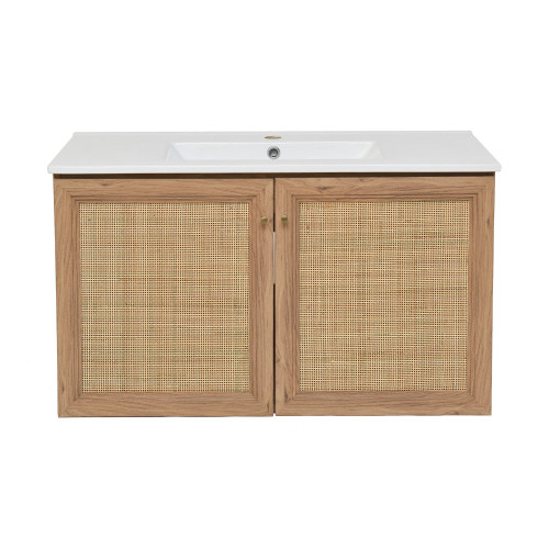 Swiss Madison SM-BV667 Classé 36" Wall-Mounted Bathroom Vanity - Oak With Sink