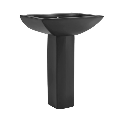 Swiss Madison SM-PS306MB Sublime Square Two-Piece Pedestal Sink - Matte Black - 24.5"W x 18.5"D x 33.5"H