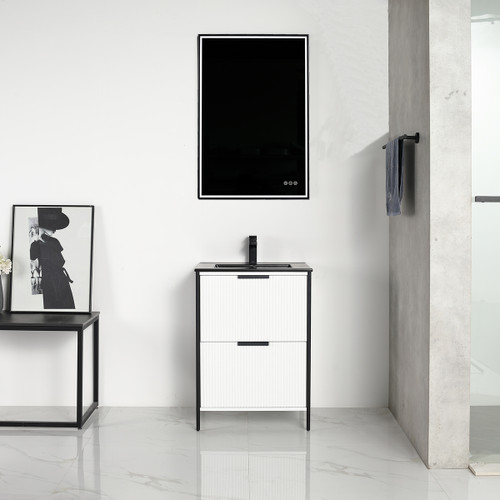 Blossom Zurich 24" Vanity With Black Ceramic Sink - Glossy White - V8039 24 01 MB
