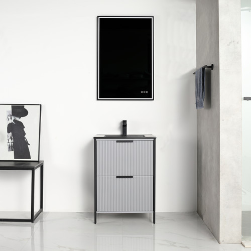 Blossom Zurich 24" Vanity With Black Ceramic Sink - Metal Grey - V8039 24 15 MB