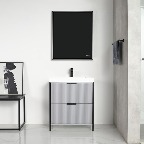 Blossom V8039 30 15 A Zurich 30" Vanity With Acrylic Sink - Metal Grey