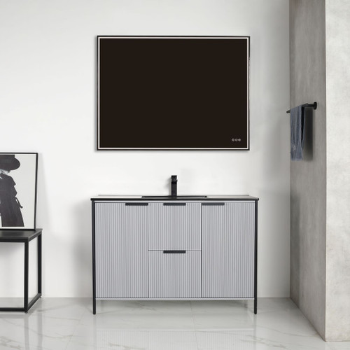 Blossom Zurich 48" Vanity With Black Ceramic Sink - Metal Grey - V8039 48 15 MB