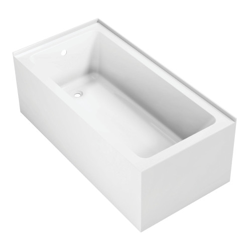 Kingston Brass 60-Inch Acrylic 2-Wall Corner Alcove Tub with Left Hand Drain, White - VTAP6030L22TS