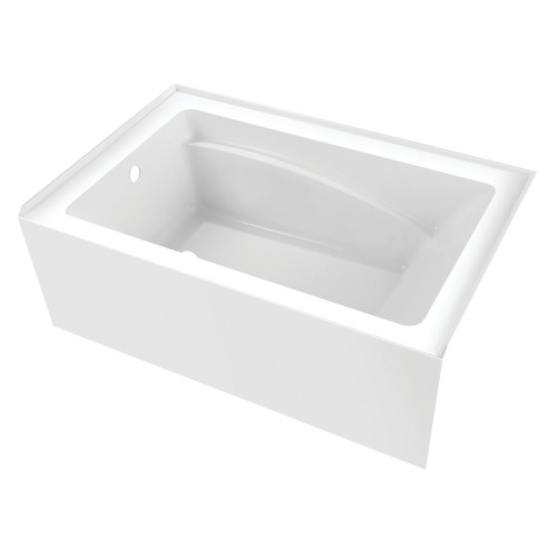 Kingston Brass 54-Inch Acrylic 3-Wall Alcove Tub with Left Hand Drain, Glossy White - VTAM5436L22T