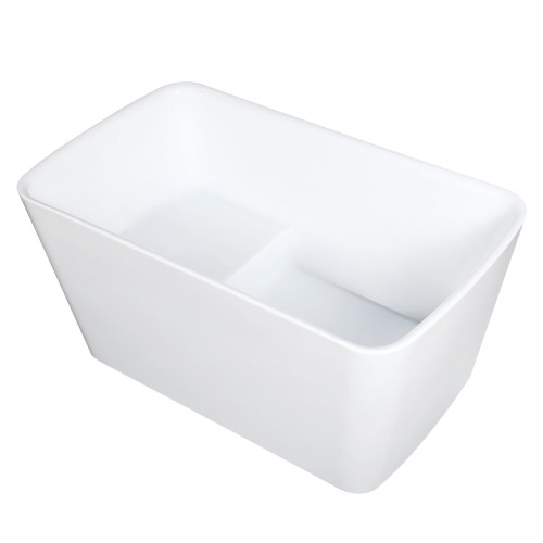 Kingston Brass Aqua Eden 51" Acrylic Freestanding Tub with Drain and Integrated Seat, Glossy White - VTSQ513226S