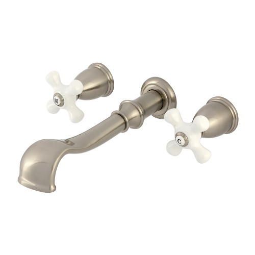 Kingston Brass Two-Handle Wall Mount Roman Tub Faucet, Brushed Nickel - KS5028PX