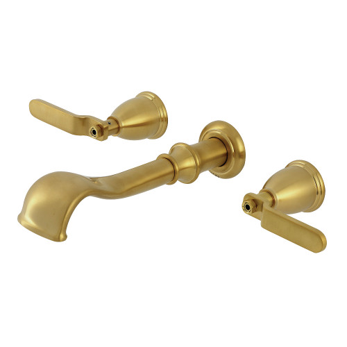 Kingston Brass Hallerbos Two-Handle Wall Mount Roman Tub Faucet, Brushed Brass - KS5027KL