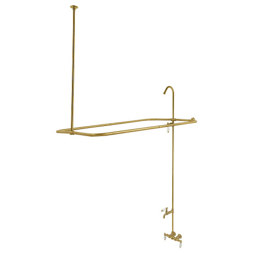 Kingston Brass Vintage Tub Wall Mount Tub Faucet with Shower Enclosure, Brushed Brass - CC63T7