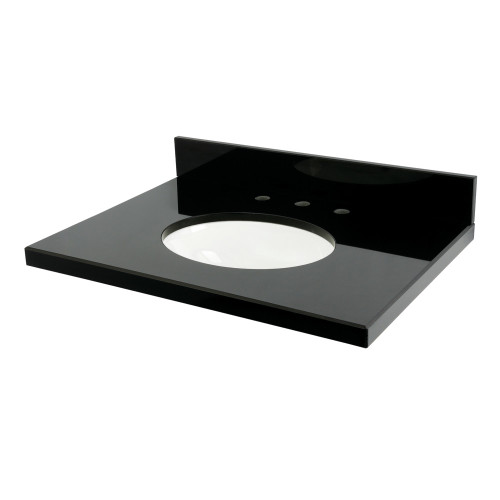 Kingston Brass Templeton 30" W x 22" D Black Granite Vanity Top with Oval Sink, Black/White - KVPK3022K38