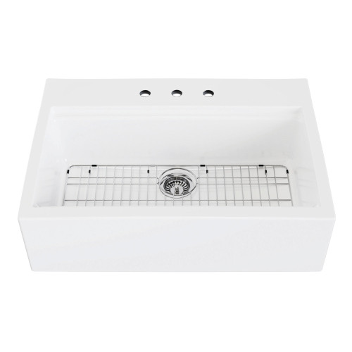 Kingston Brass 34" Fireclay Farmhouse Kitchen Sink, Glossy White - KGPF342410Y38E