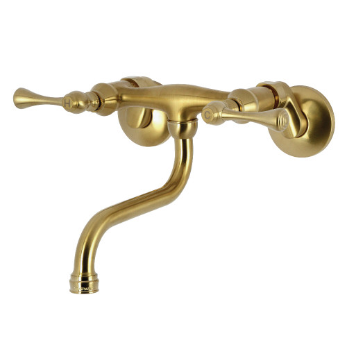 Kingston Brass Wall Mount Bathroom Faucet, Brushed Brass - KS316SB