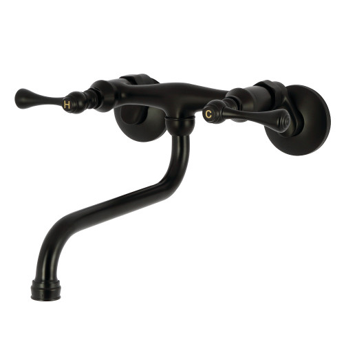 Kingston Brass Wall Mount Bathroom Faucet, Matte Black - KS315MB