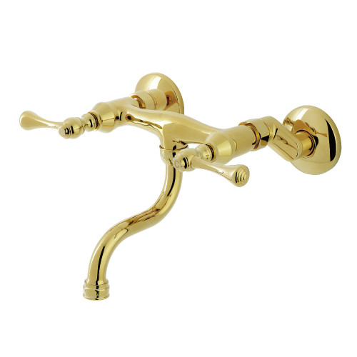 Kingston Brass Wall Mount Bathroom Faucet, Polished Brass - KS2112BL