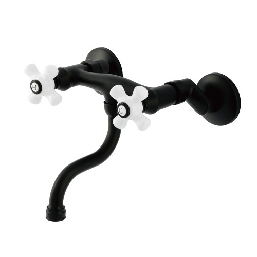 Kingston Brass Wall Mount Bathroom Faucet, Matte Black - KS2110PX