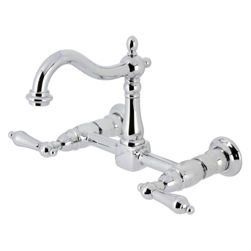 Kingston Brass Heritage Two-Handle Wall Mount Kitchen Faucet, Polished Chrome - KS1261AL