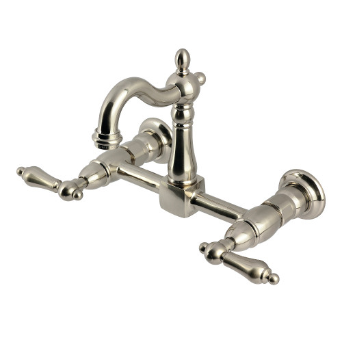 Kingston Brass Heritage Two-Handle Wall Mount Kitchen Faucet, Brushed Nickel - KS2448AL