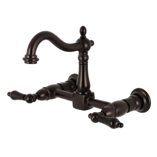 Kingston Brass Heritage Two-Handle Wall Mount Kitchen Faucet, Oil Rubbed Bronze - KS1265AL