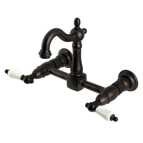 Kingston Brass Heritage Two-Handle Wall Mount Kitchen Faucet, Oil Rubbed Bronze - KS2445PL