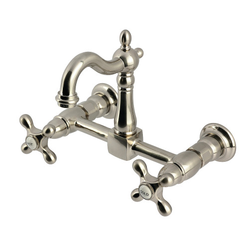 Kingston Brass Heritage Two-Handle Wall Mount Kitchen Faucet, Brushed Nickel - KS2448AX